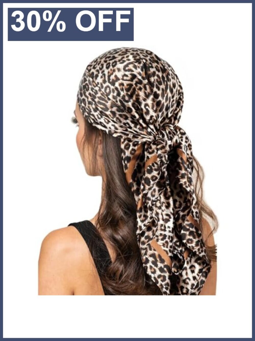Large Silk Head Scarf - Leopard Print Hair Neck Wrap Bandana - 35x35